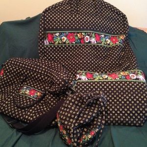 Vera Bradley black travel set with hanging bag